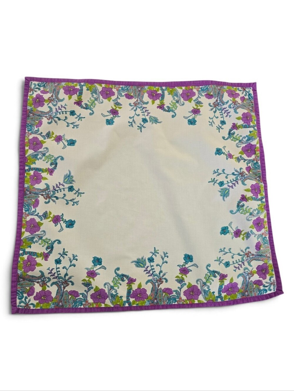 Vintage Purple Floral Border Cloth Napkins-set Of 2